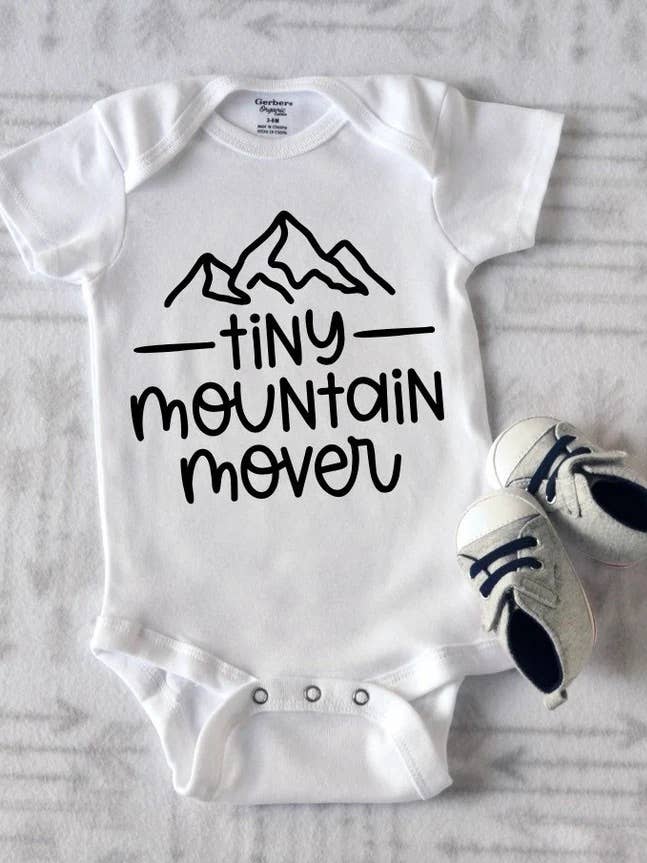 Tiny Mountain Mover Baby Bodysuit Baby Onesie for wholesale by Bump Bump Baby Co