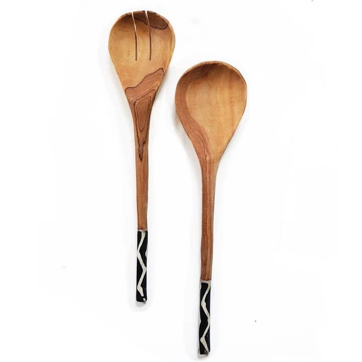 Wooden Serving Spoons, Bone Handle for wholesale by Gitzell FairTrade