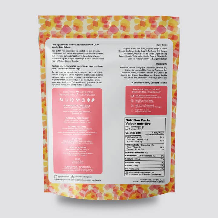 Jöey Nordic Seed Crisps - Wholesale Crackers - Saffron & Pink Salt1