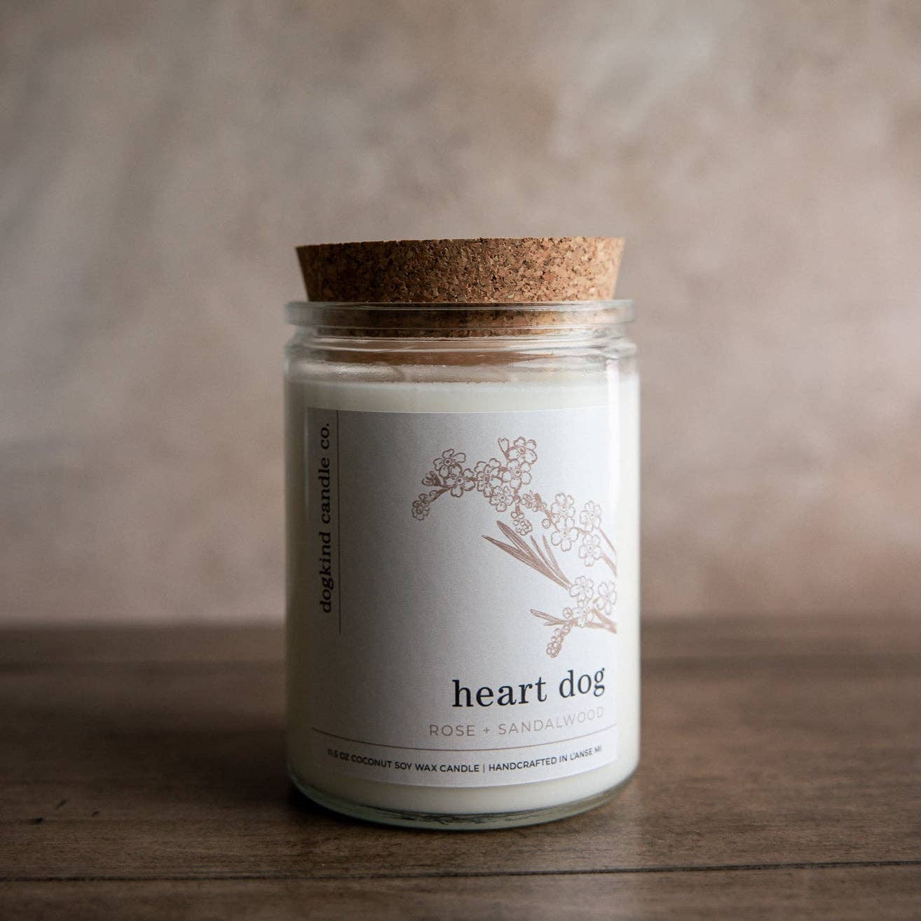 Dogkind Candle Co – wholesale Jar/filled candle – Heart Dog - rose + sandalwood0