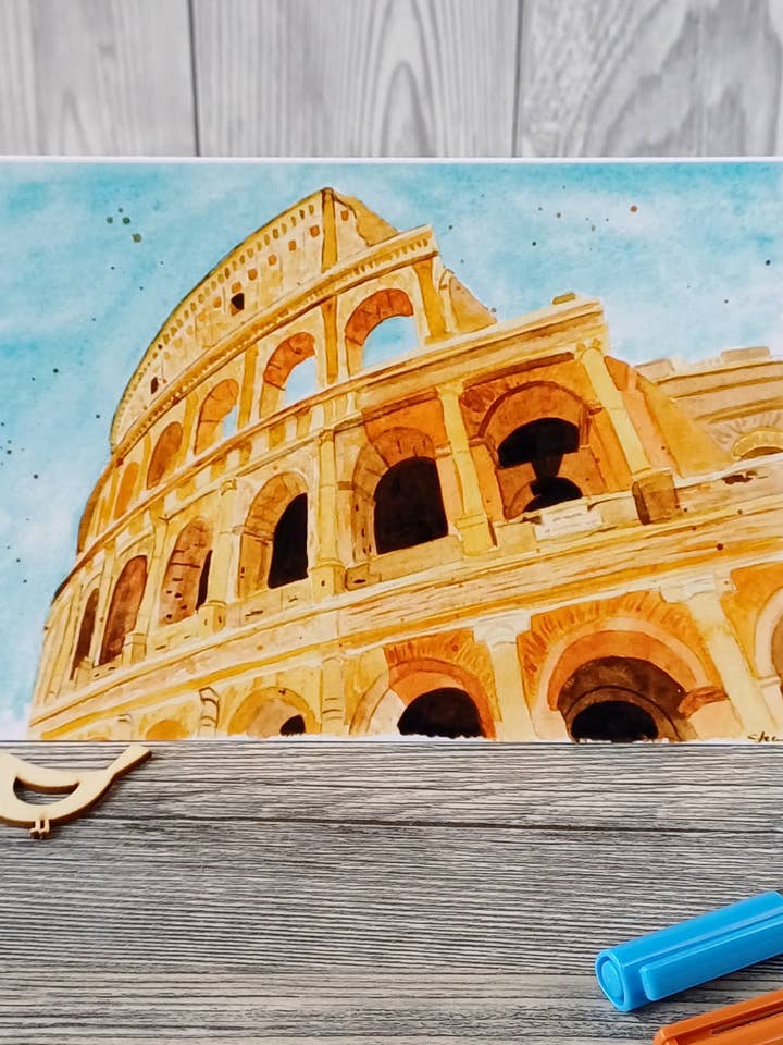 Hälsningskort – Italien – Resinspirerad akvarellillustration för wholesale av Christina Jenne Art and Design