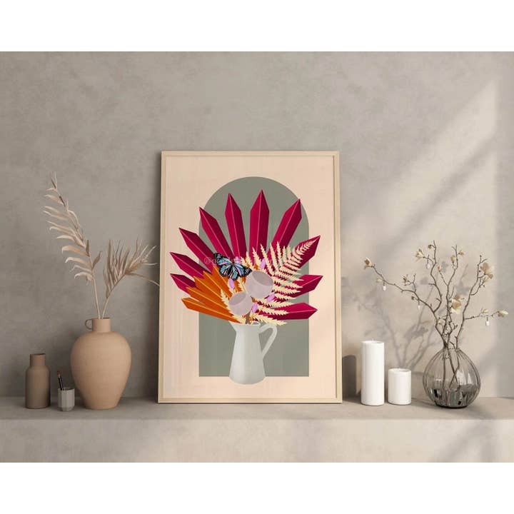 Floral Sun Palm Art Print for wholesale by Golden Paper Goods