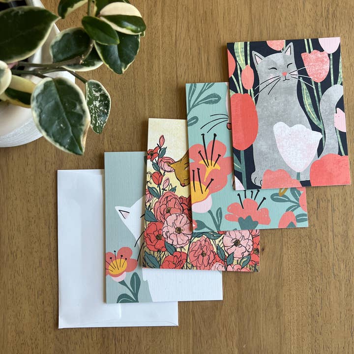 Cats in the Garden Greeting Card Pack | Set of 8 Cards for wholesale by Murray Designs