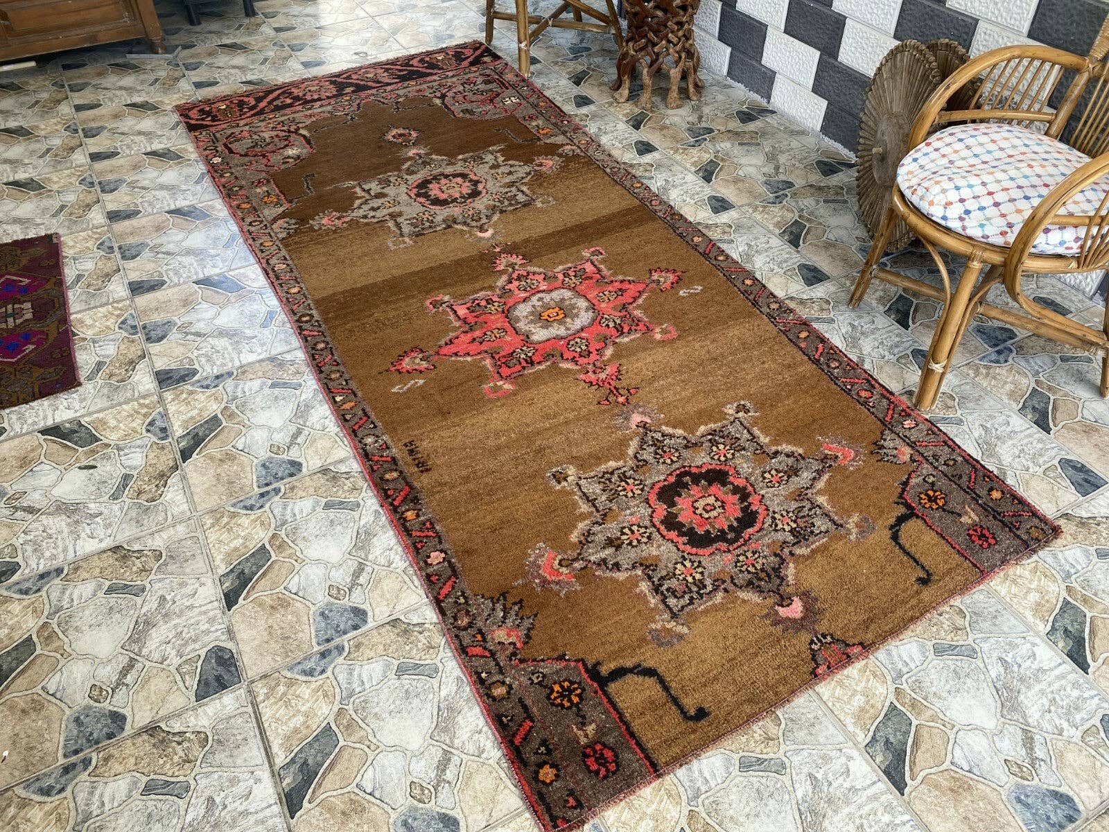 Oushak Rugs – wholesale Runner rug – Vintage Kurdish Runner Rug | 4x10 ft | Hand-Knotted Wool Rug4