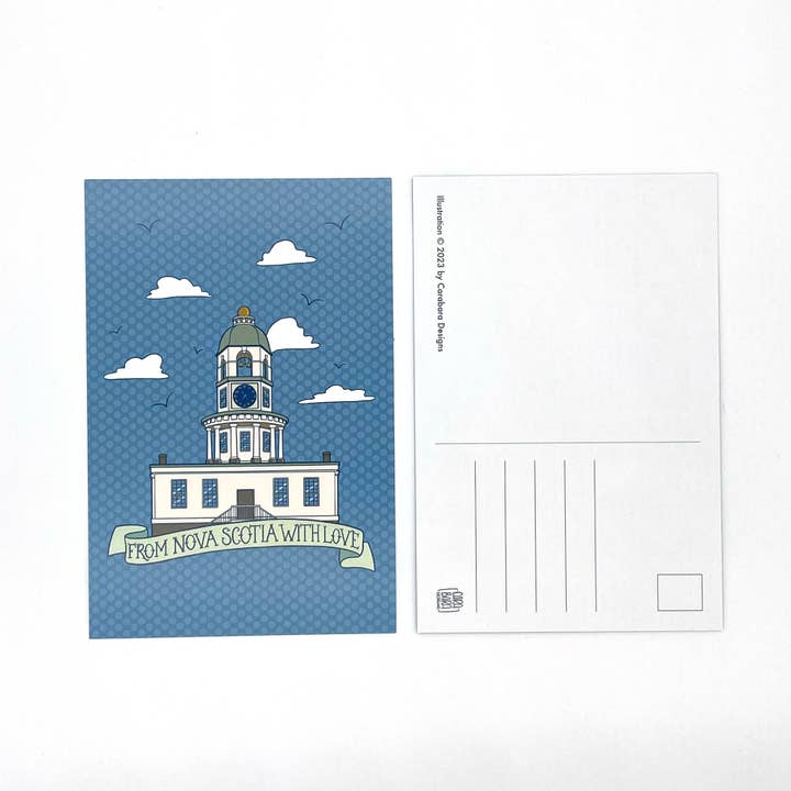 Nova Scotia Town Clock Postcard for wholesale by Carabara Designs