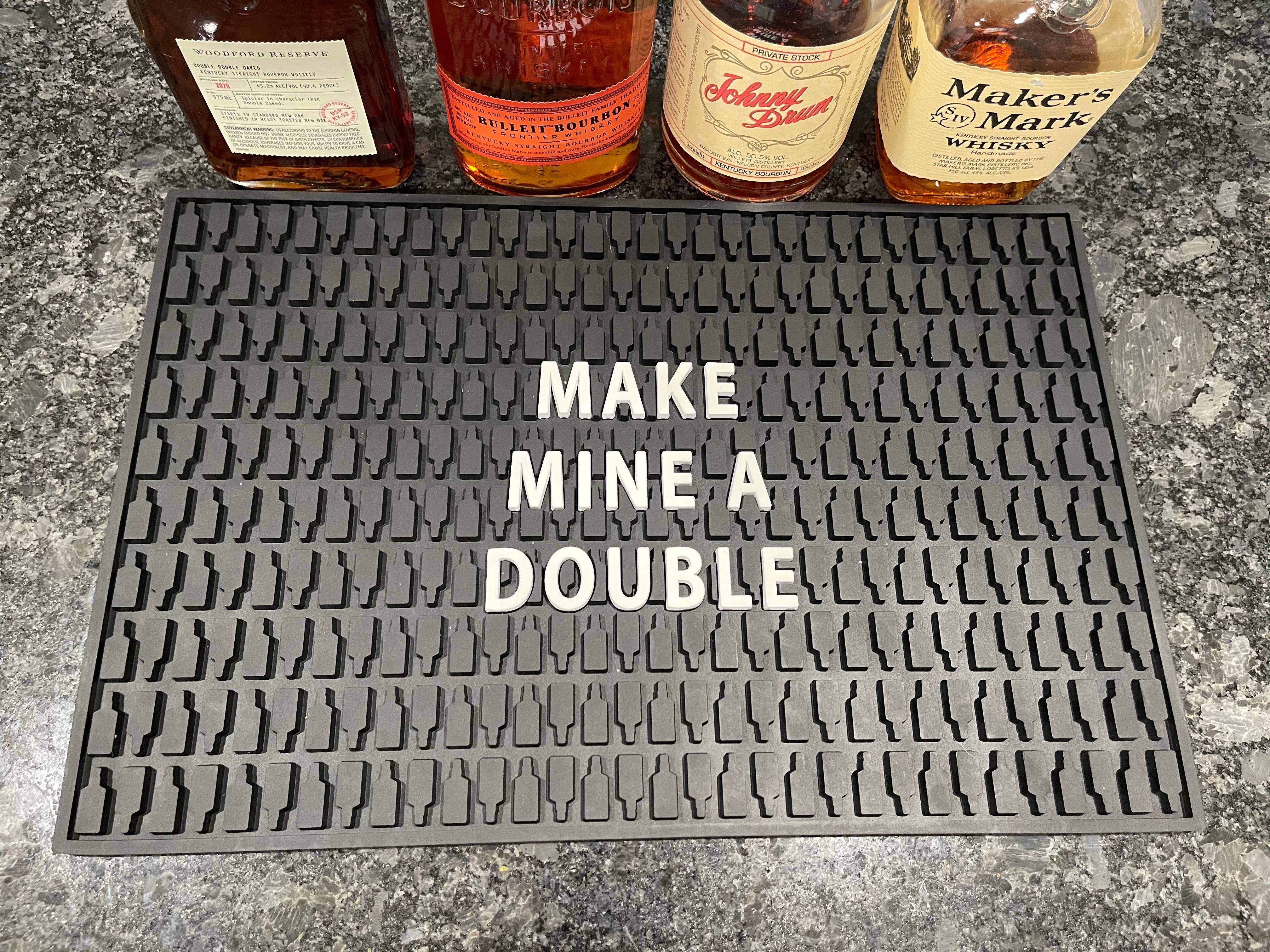 Barrel Down South - Wholesale Bar tool - Make Mine A Double Bar Mat - Bourbon - Bourbon Bar