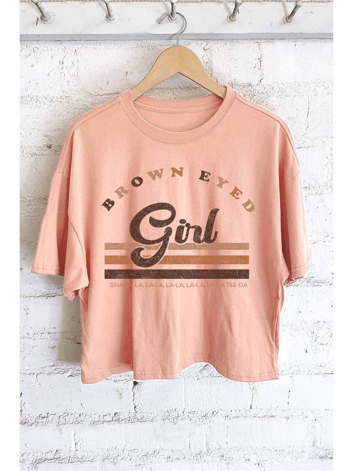 Rustee Clothing - Wholesale Screen Printed T-Shirt - Women's - BROWN EYED GIRL GRAPHIC LONG CROP TOP