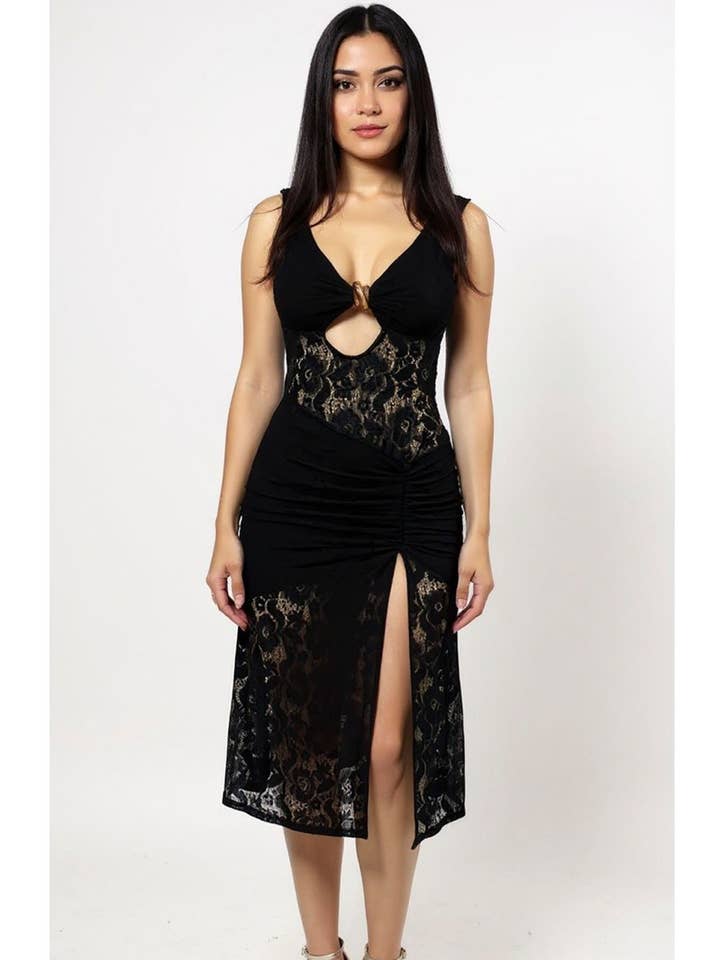 Lace Midi Dress-D21864 for wholesale by CHERIE