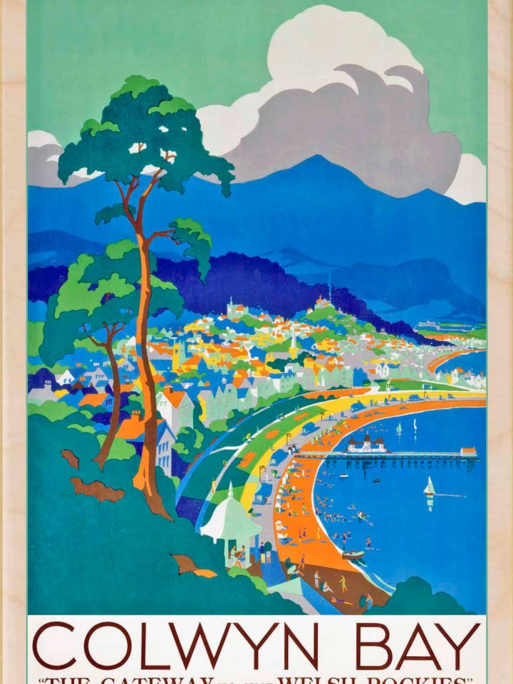 Colwyn Bay, Galles - Carte e magneti ecologici per la vendita all'ingrosso da parte di THE WOODEN POSTCARD COMPANY