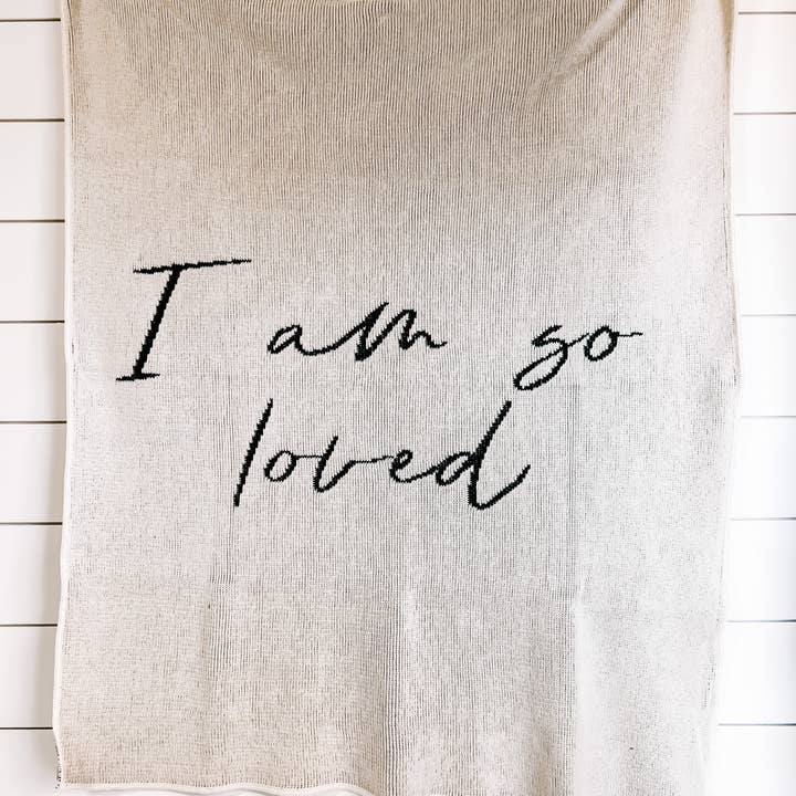Modern Burlap – wholesale Throw blanket – Made in the USA | I am so loved Knit Throw | Natural
