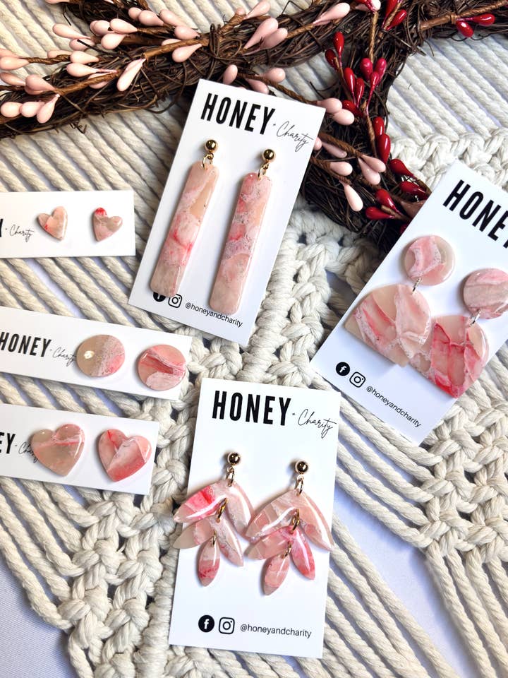 Valentine Marble Earrings for wholesale by Honey & Charity Earrings