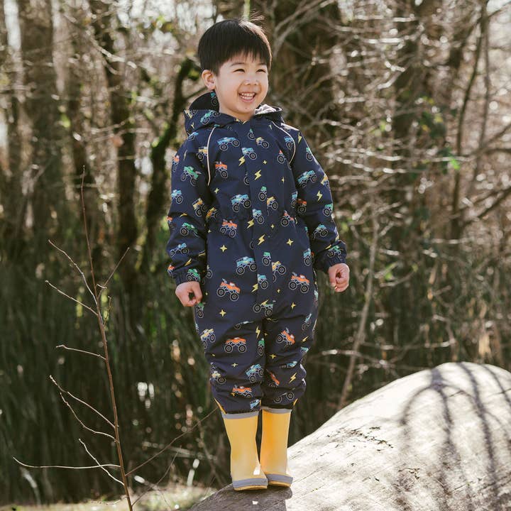 Jan & Jul - Wholesale Rain Suit - Kids - Big Trucks | Cozy-Dry Waterproof Play Suit4