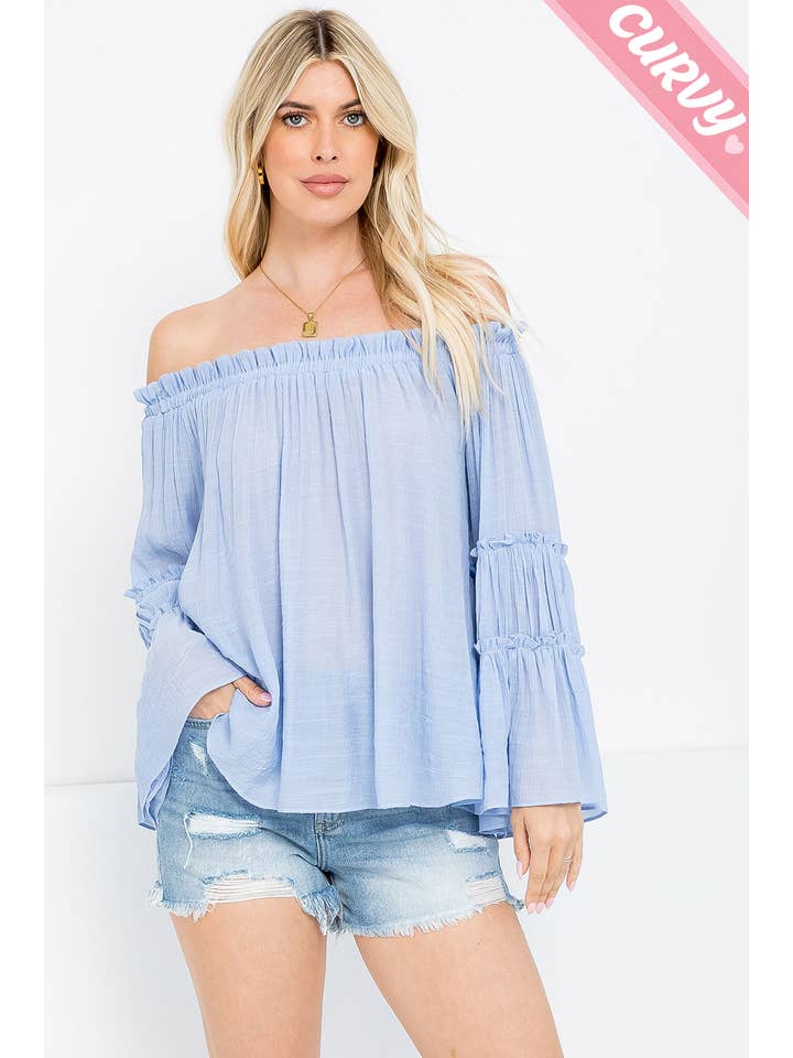 Sweet Lovely by Jen - Wholesale Blouse - Women's - PLUS SIZE OFF SHOULDER TIERED SLEEVE TOP25