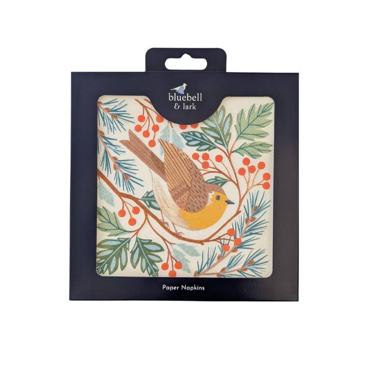 Christmas Robin Festive Paper Napkins for wholesale by Bluebell and Lark