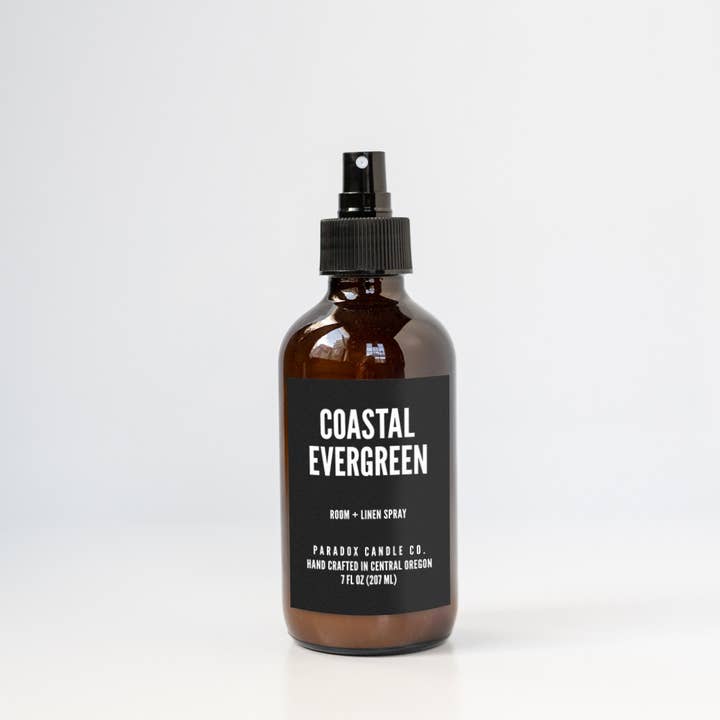 COASTAL EVERGREEN ROOM AND LINEN SPRAY for wholesale by Paradox Candle Co.