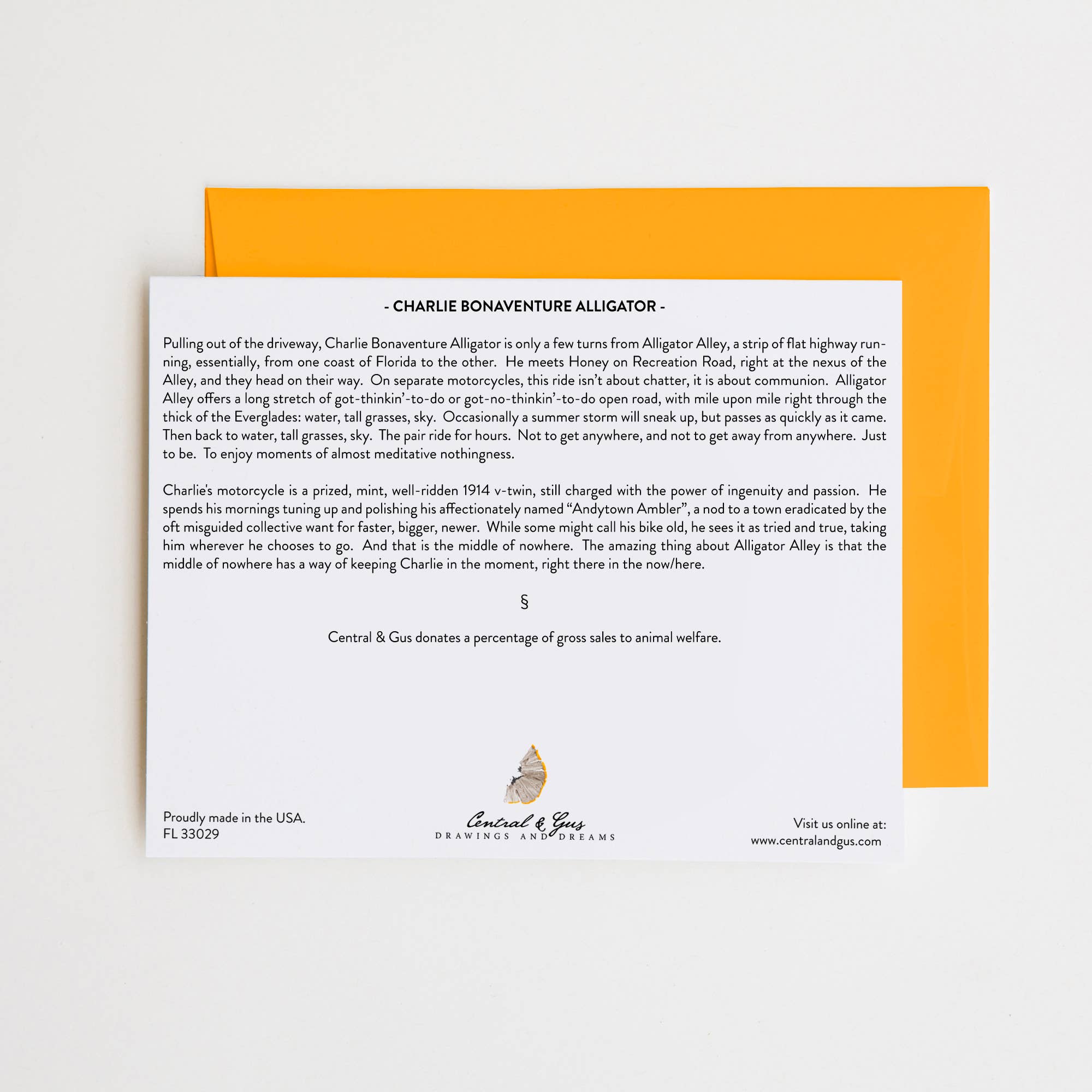 Central & Gus – wholesale Vardagliga hälsningskort – Charlie Bonaventure Alligator Anteckningskort1