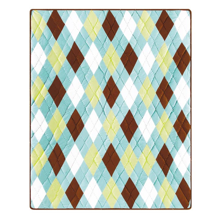 SALE Argyle Aqua Quilted Cotton Throw for wholesale by C&F Home