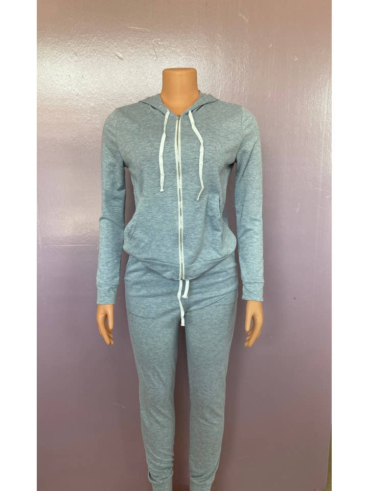 MB Fashion Wholesale - Wholesale Top & Pant Set (NOT Loungewear) - Women's - MB FASHION Zip-Up Hoodie and Jogger Pants Set 12489R15