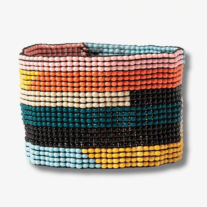 Penelope Horizontal Stripe Beaded Stretch Bracelet Rainbow Wholesale for wholesale by INK + ALLOY