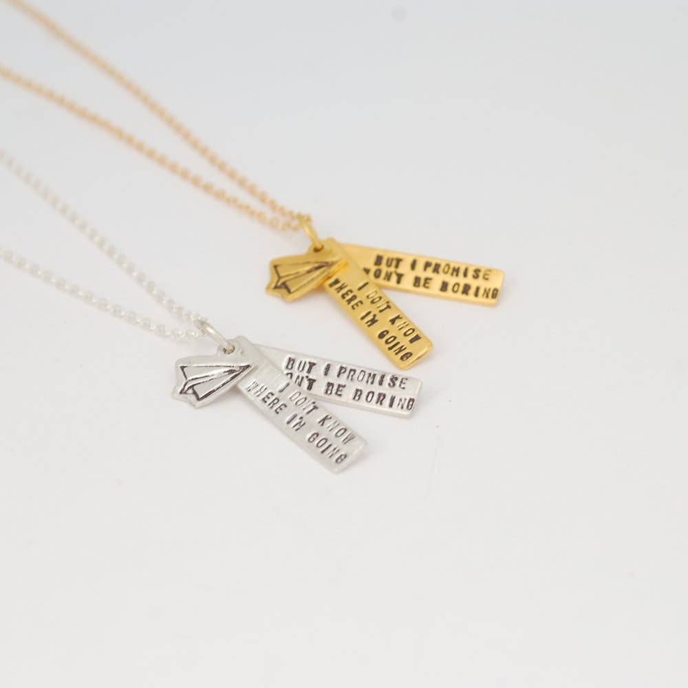 Chocolate and Steel - Wholesale Pendant/Charm Necklace - I don't know where I'm going, but I promise it won't be boring -David Bowie quote2