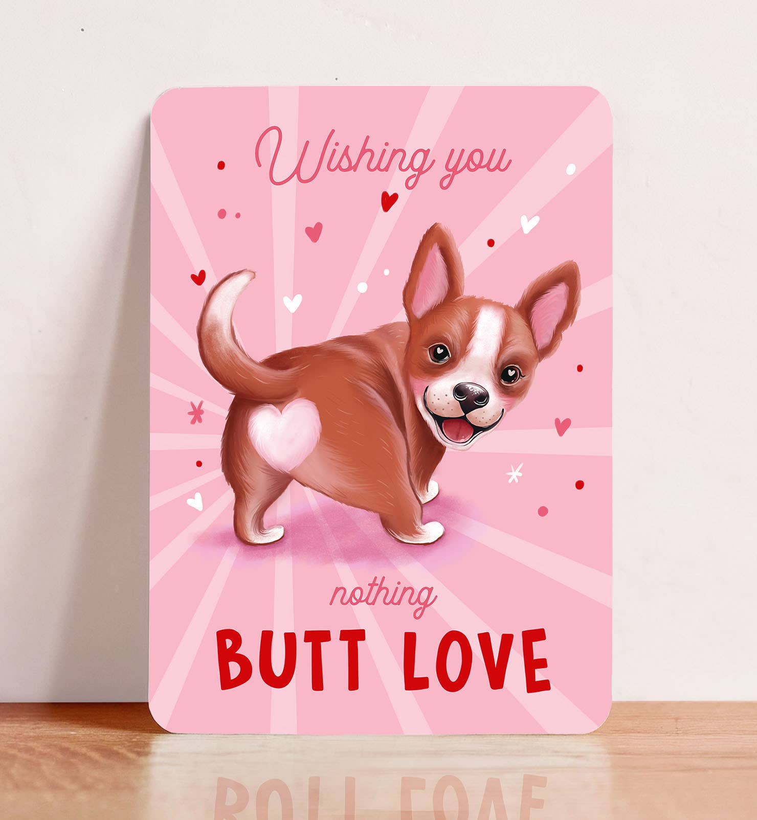 Aniet Illustration - Wholesale Valentijdskaartje - Kaart liefde valentijn grappig hond butt love ansichtkaart0