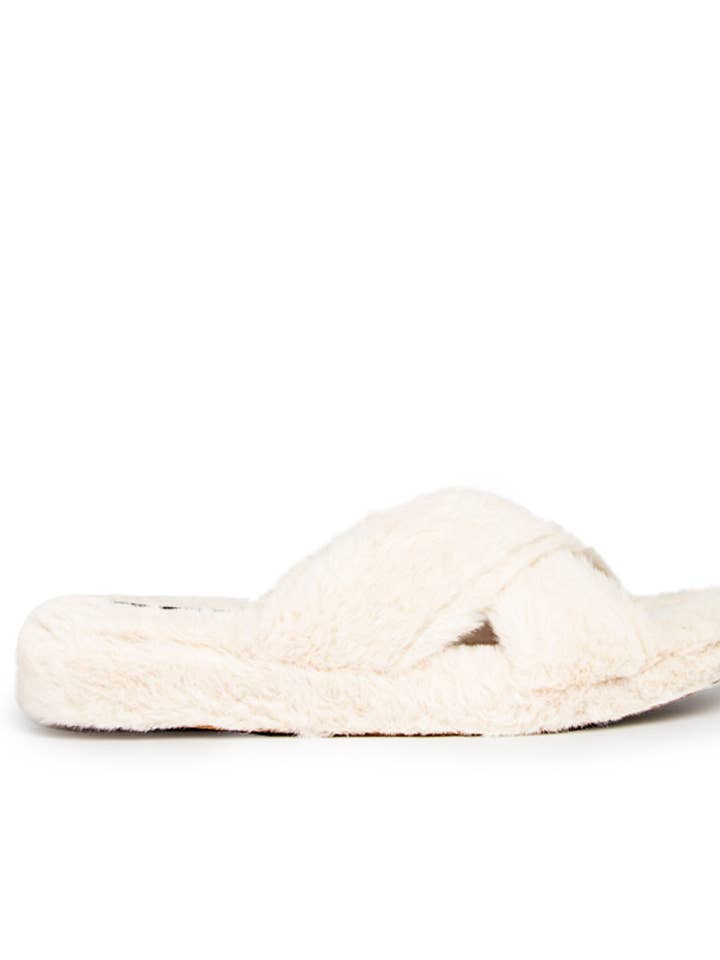 Chinelos Cruzados em Pêlo Natural por atacado de Marpen Slippers