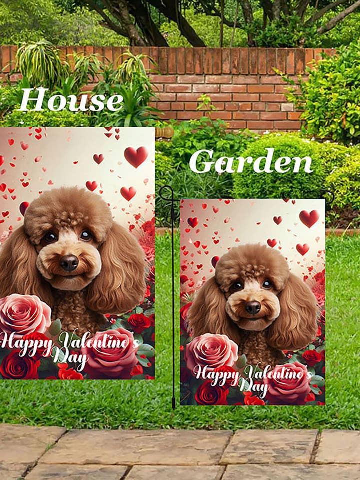 Poodle Chocolate - Valentine Garden Flag for wholesale by Best of Breed Products