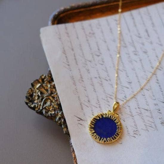 LanLivia - Wholesale Pendant/Charm Necklace - Helios Lapis Lazuli Round Pendant Necklace5