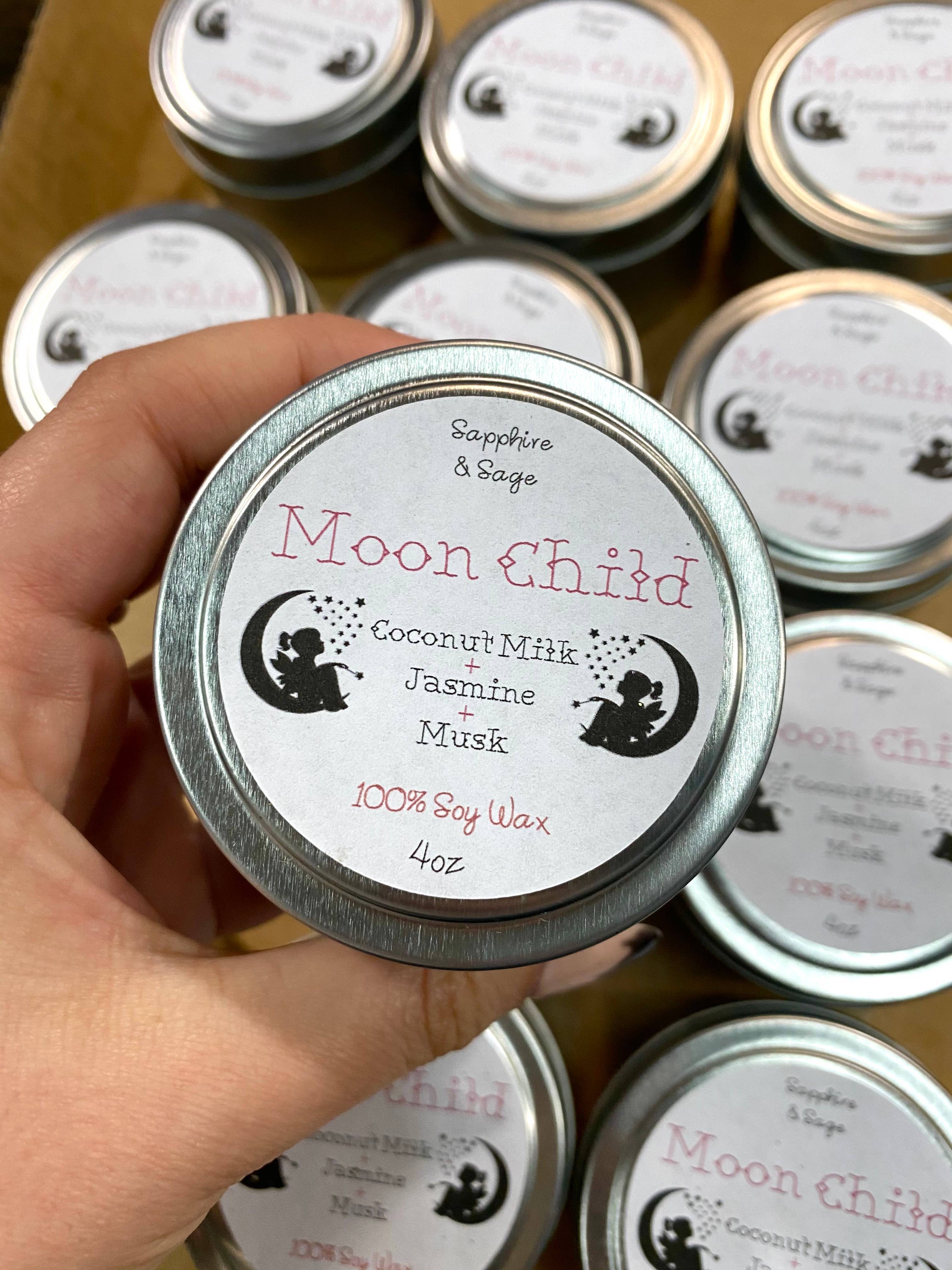 Sapphire & Sage - Wholesale Travel Candles - Moon Child Crystal Candle1