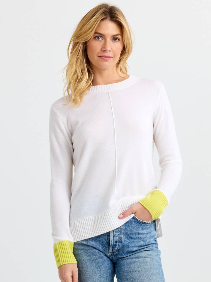 Cashmere Contrast Crew for wholesale by Pura Cashmere