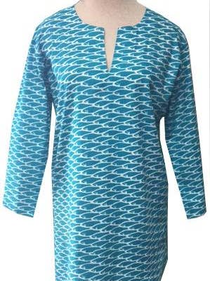 Blaugrün Fisch-Tunika für den Großhandel von KikiSol