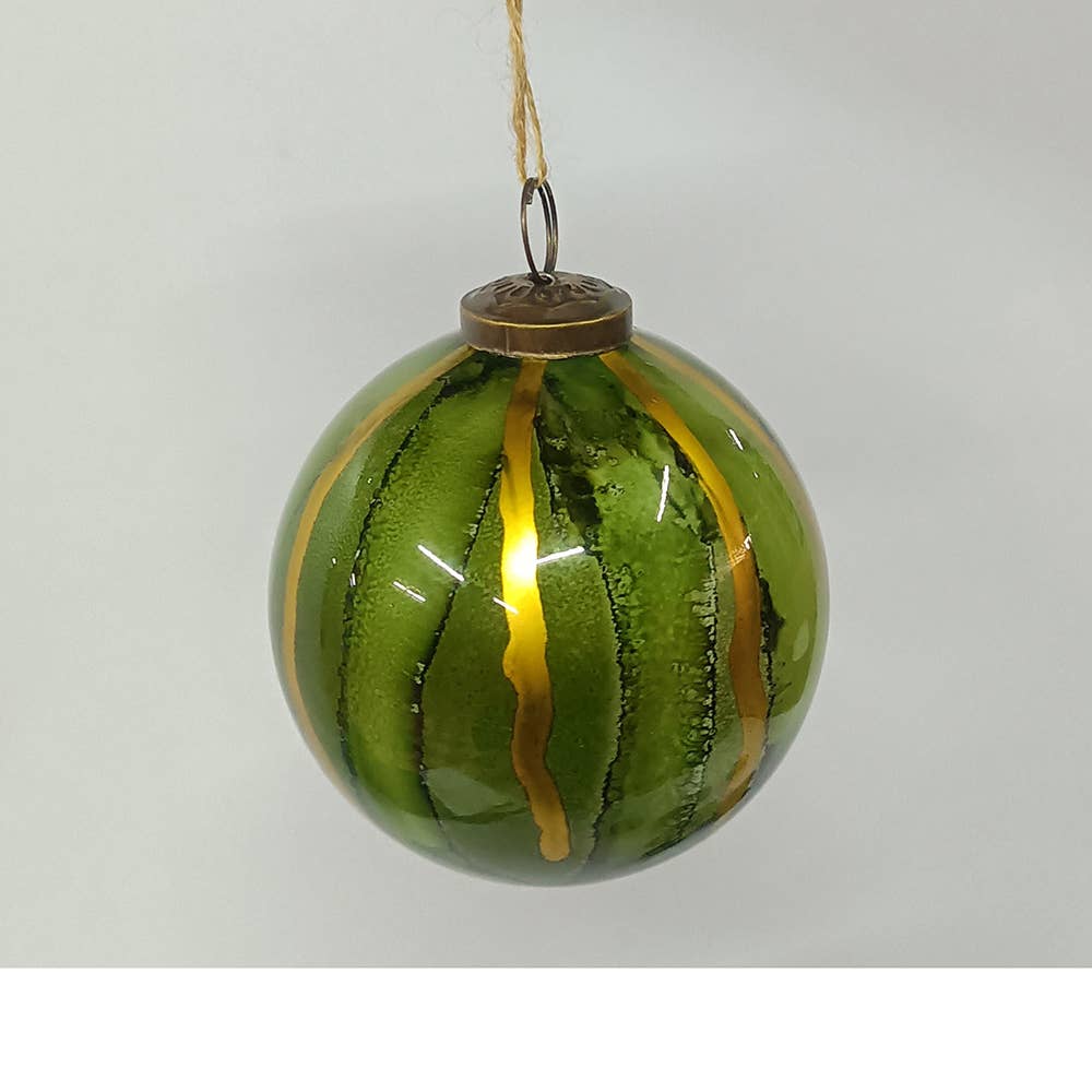 A&B Home Group Inc. - Wholesale Ornament - D4" Hanging Glass Ornaments - Gold/Green0