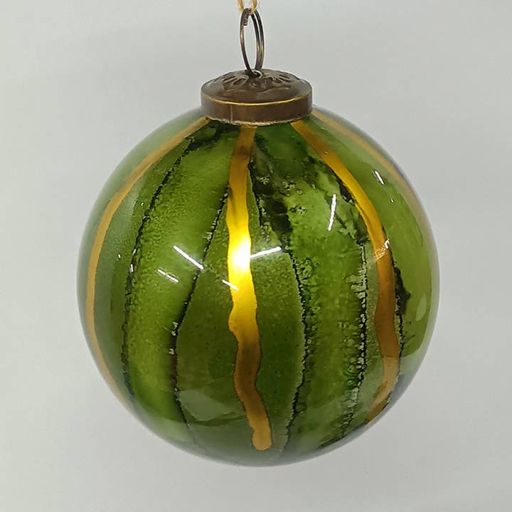 D4" Hanging Glass Ornaments - Gold/Green for wholesale by A&B Home Group Inc.