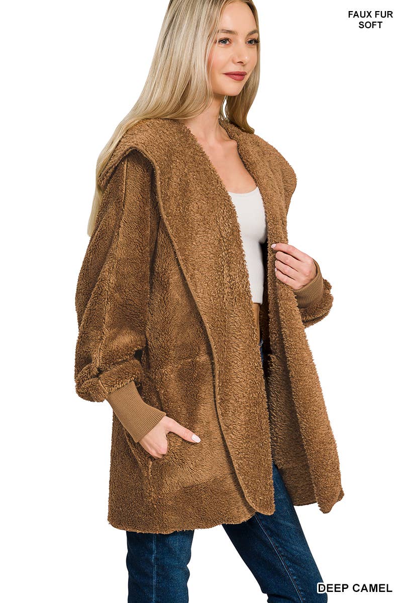 42POPS - Wholesale Jacket - Women's - ",,...Hooded Faux Fur Jacket With Pockets2