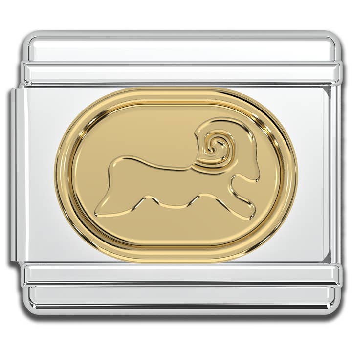 Natalia - Wholesale Individual Charm/Pendant - Italian Charms - Aries Zodiac, 9mm Gold Bracelet Links