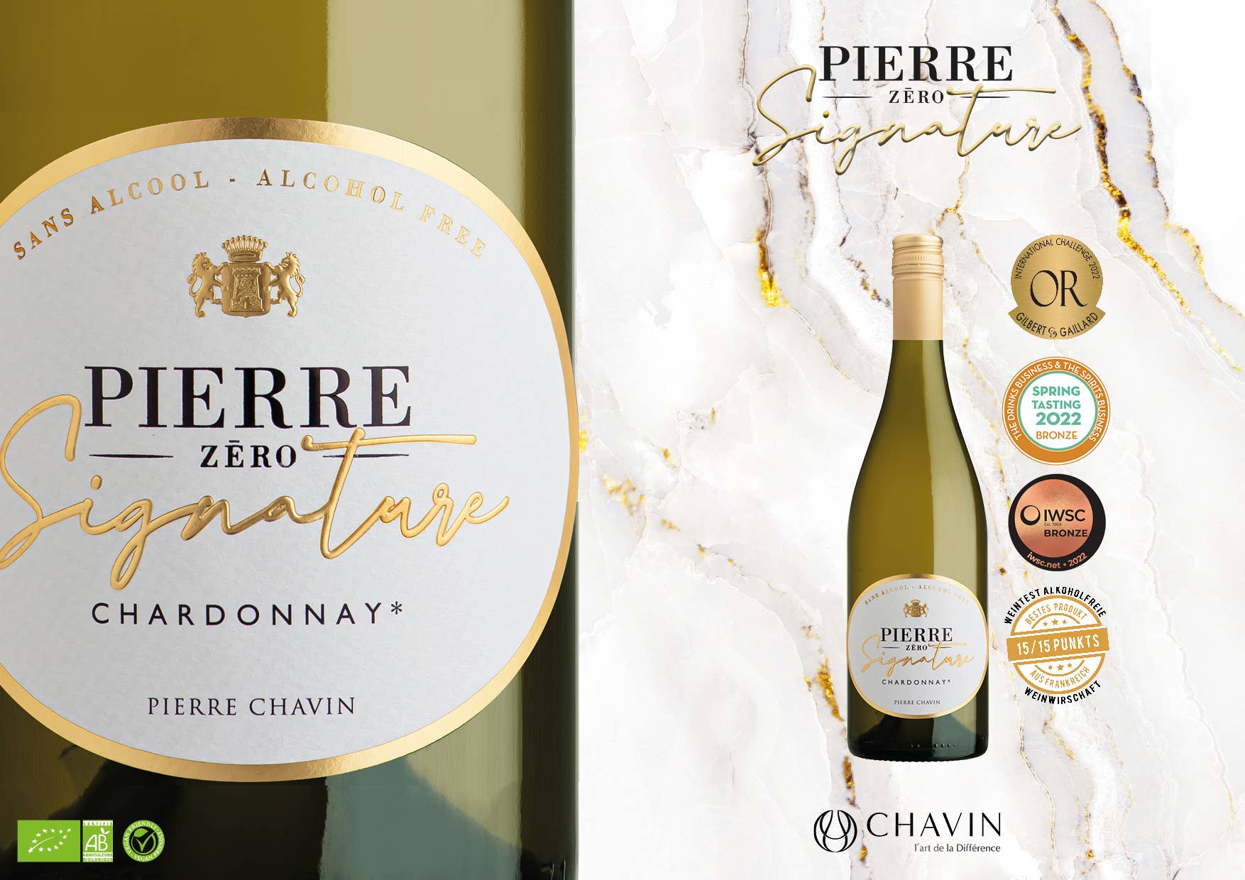 PIERRE CHAVIN - Wholesale Non-Alcoholic Spirits/Wine/Beer - Alcohol-free wine - Pierre zero signature Chardonnay 0% Organic5