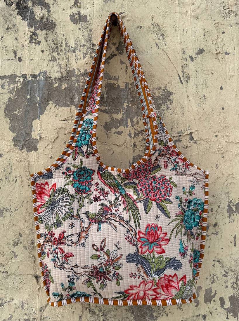 GYPSY STUDIO – Großhandel Tragetasche – Damen – Vogelbedruckte Tasche Baumwoll-Steppdecke Markttasche Einkaufstaschen5