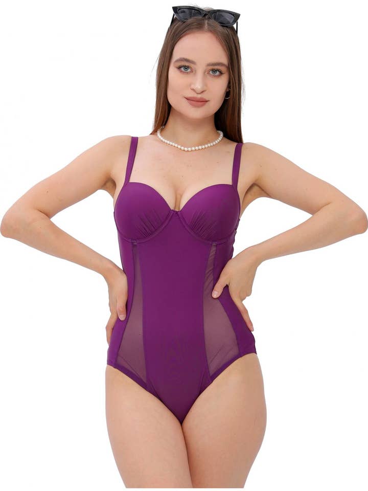 Argisa Vertical Tulle Model Swimsuit Purple for wholesale by Argisa