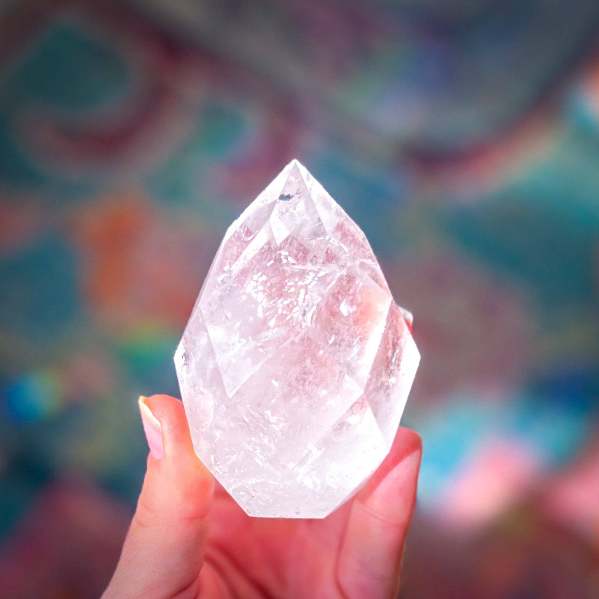 Mandala Gems - Wholesale Spiritual Stone/Crystal - Clear Quartz Faceted Flames1