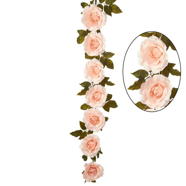 Artificial Jumbo Rose Garland - Blush for wholesale by Portofino International Trading, USA