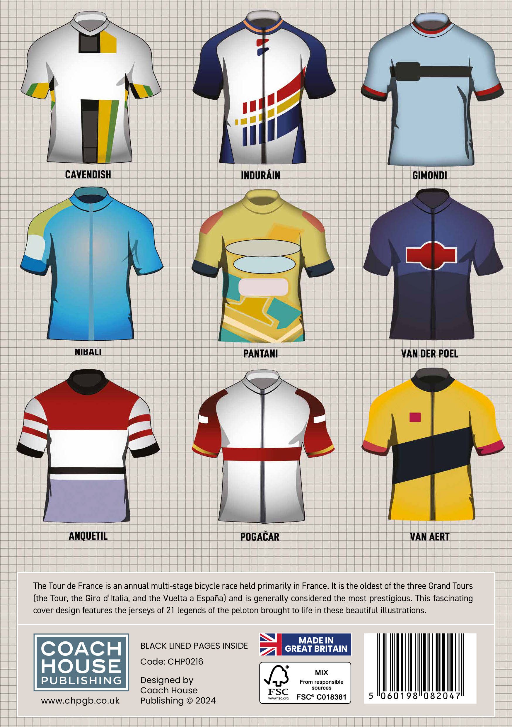 Coach House Partners – Engroshandel Notesbog – Vintage cykeltrøjer Notesbog (A5 120 linede sider)2