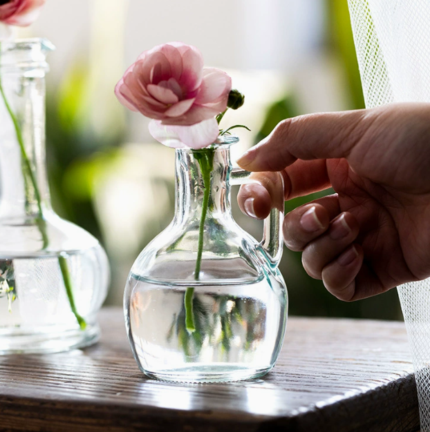 Sweet Home Deco - Wholesale Vase - Glass Bud Vase with Handle,  Mini Glass Flower Pot, Clear11
