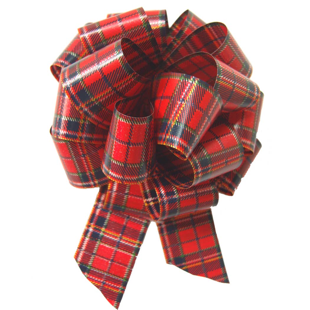 Candi Gifts – wholesale Bow – Gift wrapping – Red Tartan Pull Bows for Xmas gift hamper baskets (pk30)1