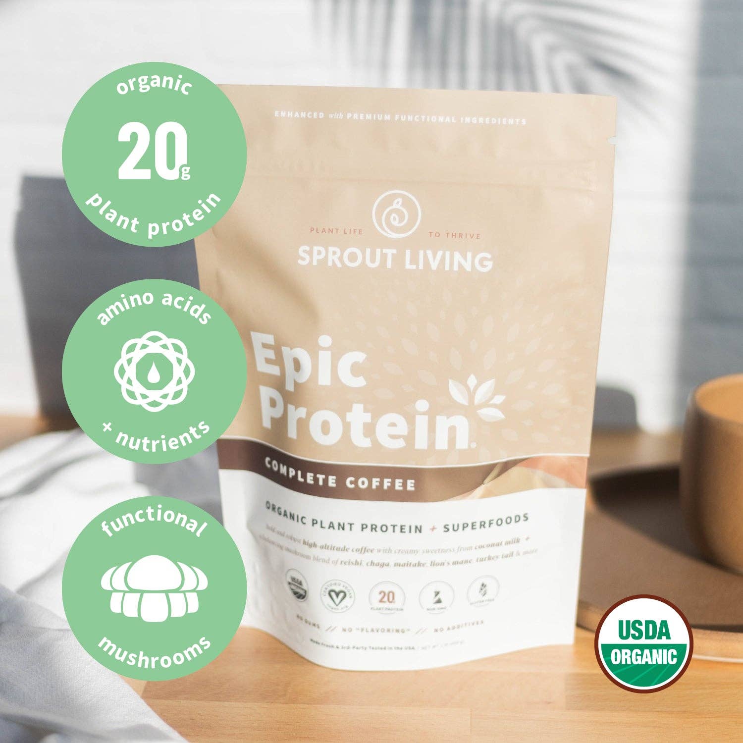 Sprout Living - Wholesale Protein/Superfood Powder - Epic Protein | Organic Plant Protein, Complete Coffee, 2 LB3