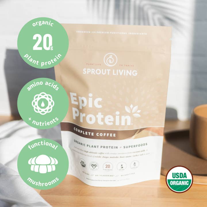 Sprout Living - Wholesale Protein/Superfood Powder - Epic Protein | Organic Plant Protein, Complete Coffee, 2 LB3