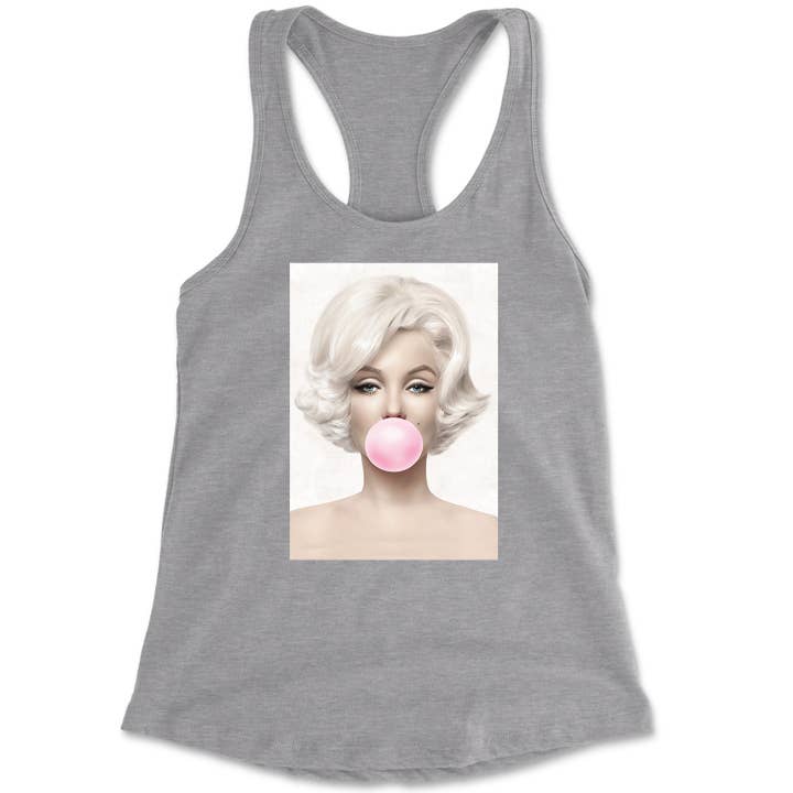 Expression Tees - Wholesale Tank Top - Women's - Marilyn Monroe Pink Bubble Gum Racerback Tank Top for Women