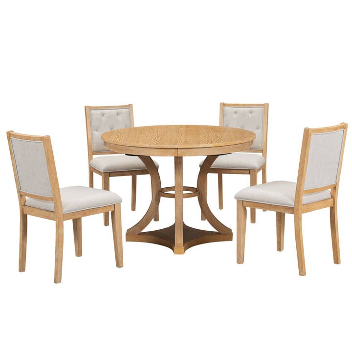 39F Inc. - Wholesale Patio Set - 5Pc Extendable Round Dining Table Set with 4 Chairs10