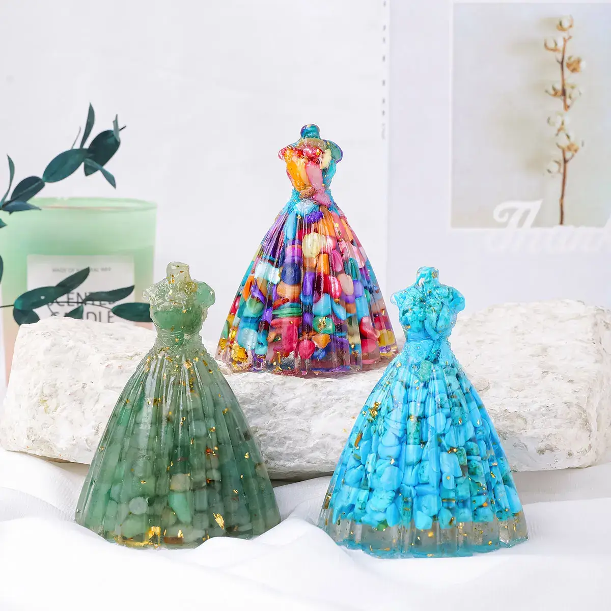 Crystolver (We Cover All Import Fees) - Wholesale Decorative Figurine - Princess Dress Crystal Gravel Statue11