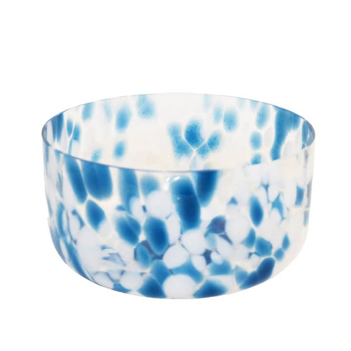 Blue and white glass salad bowl 24.5x24.5x12.5cm for wholesale by AULICA