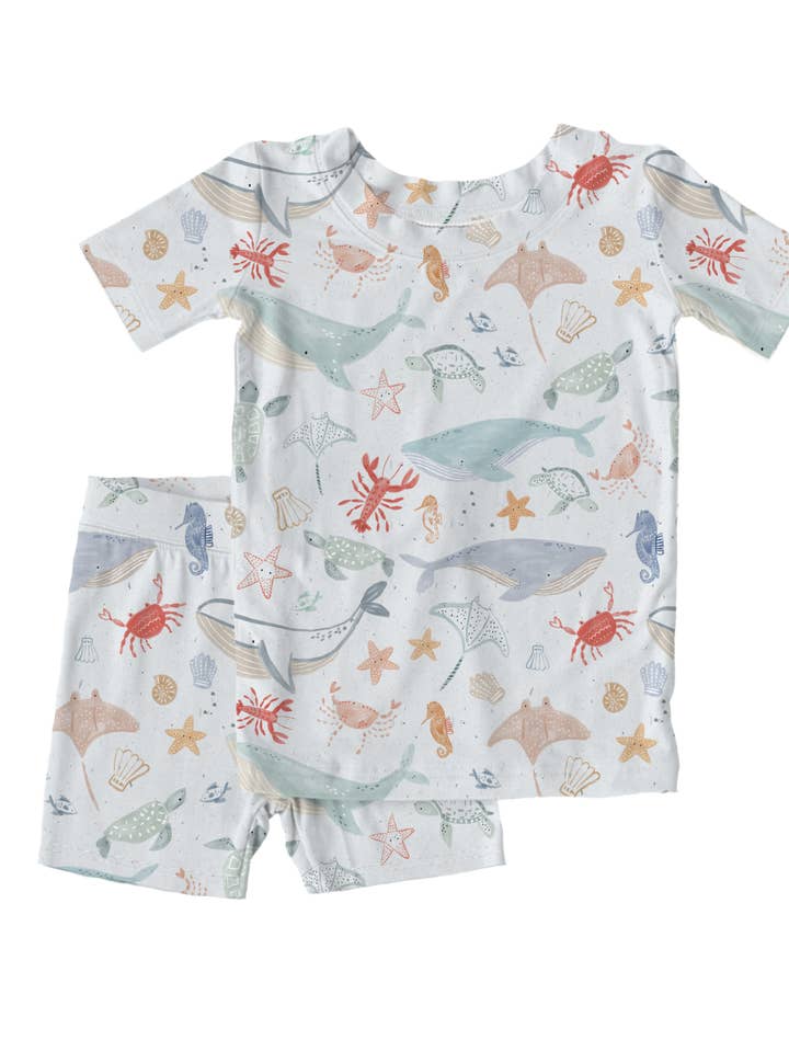 Under The Sea 2pc Shorts Bamboo Pajamas for wholesale by Wyldhood
